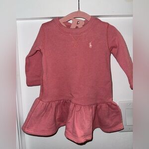 Baby Polo Ralph Lauren Pink Long Sleeve girls Dress size 6 months
